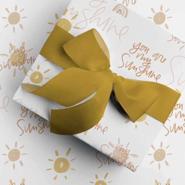 You Are My Sunshine in Yellow Wrapping Paper (Yellow You Are My Sunshine watercolor and hand lettered gift wrapping paper.)