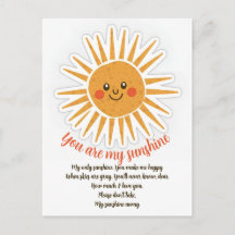 You are my sunshine lyrics greeting card
