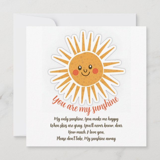 You are my sunshine lyrics greeting card (Front)