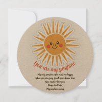 You are my sunshine lyrics greeting card
