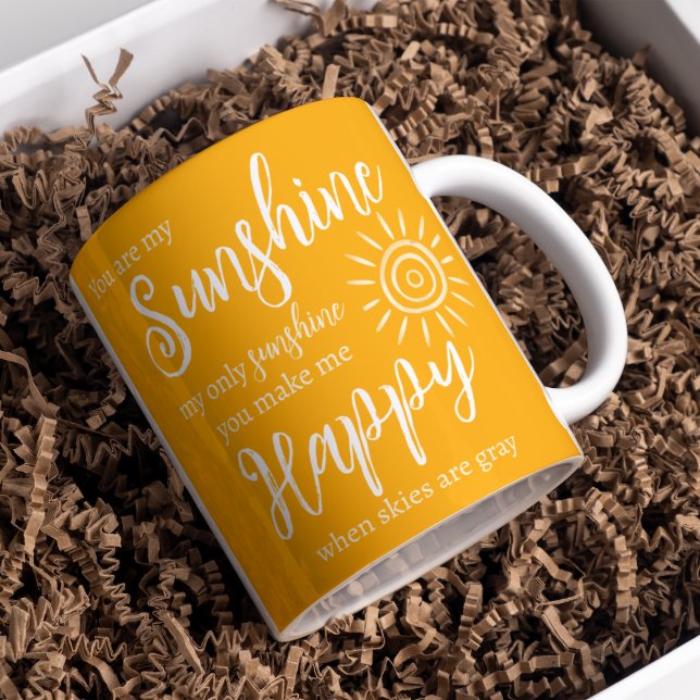 You Are My Sunshine Make Me Happy Orange with Sun Coffee Mug (You are my Sunshine, make me Happy orange coffee mug will brighten anyone's day! Great for gifting!)