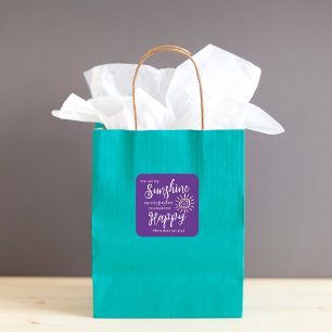 You Are My Sunshine Make Me Happy Sun Purple Square Sticker