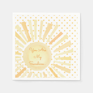 You Are My Sunshine Orange Yellow White Watercolor Napkin