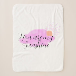 you are my sunshine pink purple sun rays clouds sherpa blanket