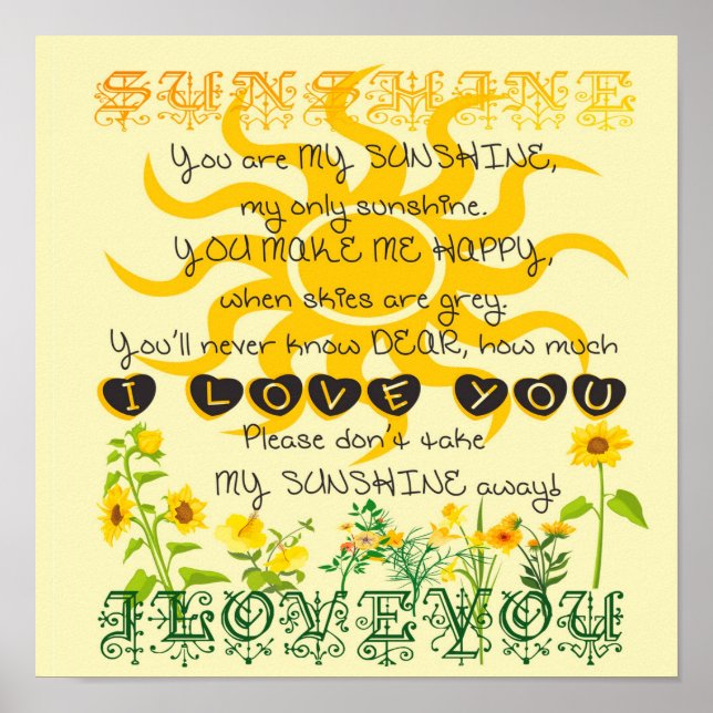 You are My Sunshine Poster (Front)