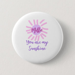 you are my sunshine purple pink pastel sun rays mo 6 cm round badge