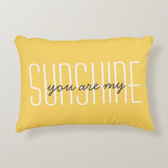 You Are My Sunshine Quote Cute Yellow Lumbar Throw Decorative Cushion (Front)
