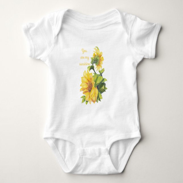 You are my Sunshine Quote Sunflower art Baby Bodysuit (Front)