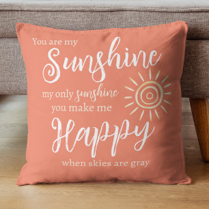 You Are My Sunshine Salmon with Sun White Dots Cushion