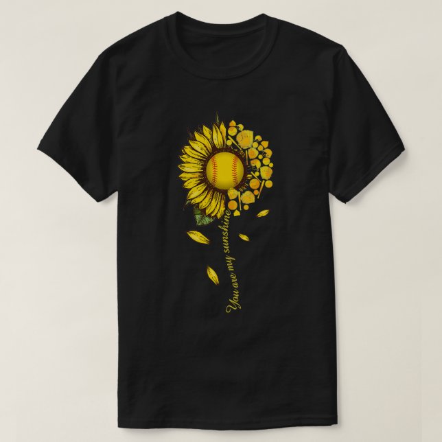 You Are My Sunshine Softball Sunflower T T-Shirt (Design Front)