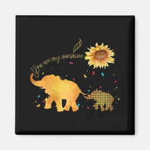 You Are My Sunshine Sunflower Elephant Autism Magnet