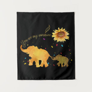 You Are My Sunshine Sunflower Elephant Autism Tapestry