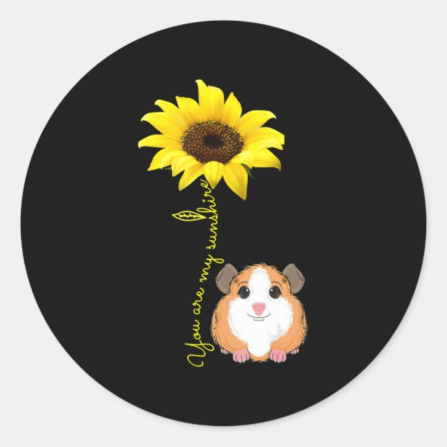 You Are My Sunshine Sunflower Guinea Pig Mum Classic Round Sticker (Front)