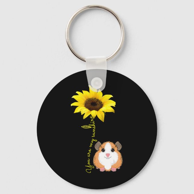 You Are My Sunshine Sunflower Guinea Pig Mum Key Ring (Front)