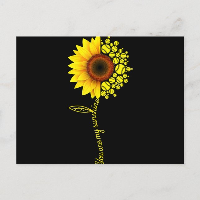 You Are My Sunshine Sunflower Softball Holiday Postcard (Front)