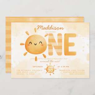 You Are My Sunshine turning one 1st Birthday Party Invitation