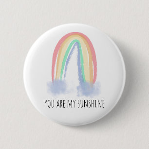 You are my sunshine watercolor painted rainbow 6 cm round badge