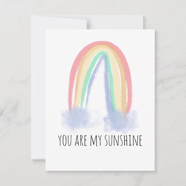 You are my sunshine watercolor painted rainbow  announcement (Front)