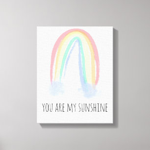 You are my sunshine watercolor painted rainbow canvas print