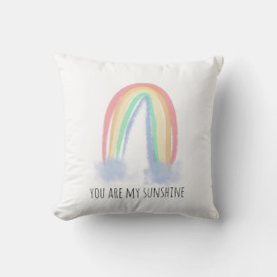 You are my sunshine watercolor painted rainbow cushion