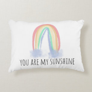 You are my sunshine watercolor painted rainbow  decorative cushion