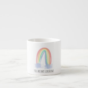 You are my sunshine watercolor painted rainbow espresso cup