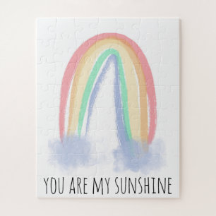 You are my sunshine watercolor painted rainbow jigsaw puzzle