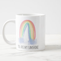 You are my sunshine watercolor painted rainbow