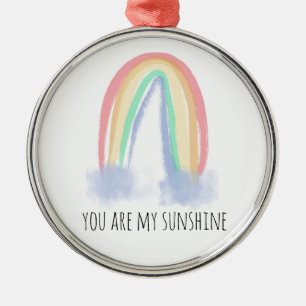 You are my sunshine watercolor painted rainbow  metal tree decoration