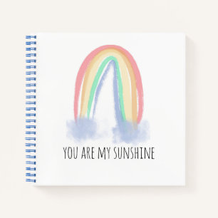 You are my sunshine watercolor painted rainbow notebook