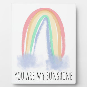 You are my sunshine watercolor painted rainbow plaque