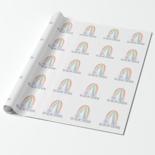 You are my sunshine watercolor painted rainbow   wrapping paper