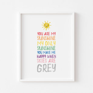 You are my sunshine watercolor poster