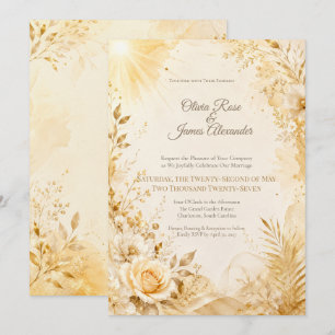 You Are My Sunshine Wedding    Golden Ivory Invitation