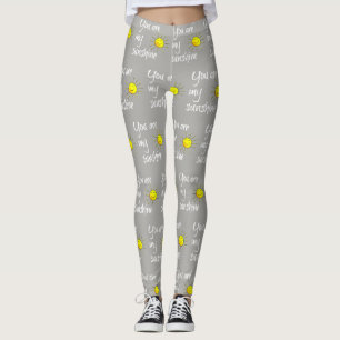 you are my sunshine (white text on grey) leggings