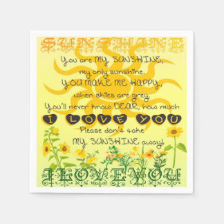 You are My Sunshine with Flowers in Yellow Napkin