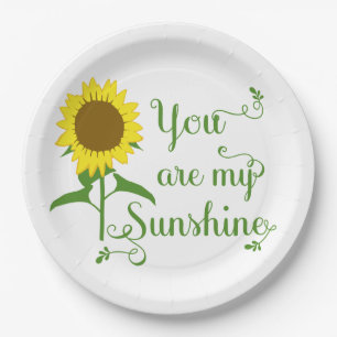 You Are My Sunshine Yellow Floral Sunflower Paper Plate