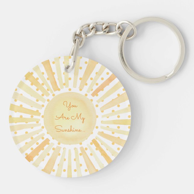 YOU ARE MY SUNSHINE Yellow Orange Polka Dots Sun Key Ring (Back)