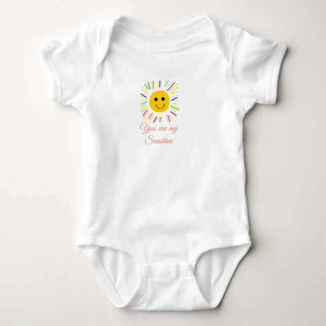 you are my sunshine yellow orange sun rays add nam baby bodysuit (Front)