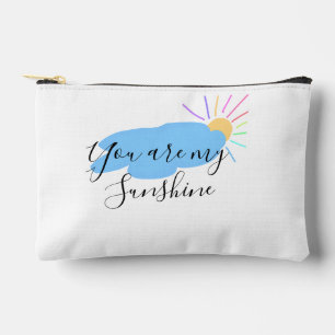 you are my sunshine yellow orange sun rays clouds accessory pouch