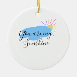 you are my sunshine yellow orange sun rays clouds ceramic tree decoration