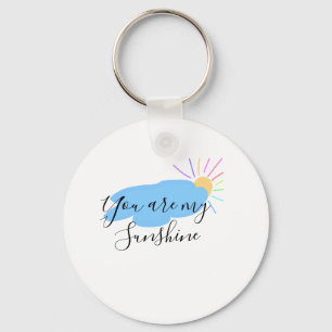 you are my sunshine yellow orange sun rays clouds key ring