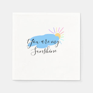you are my sunshine yellow orange sun rays clouds napkin