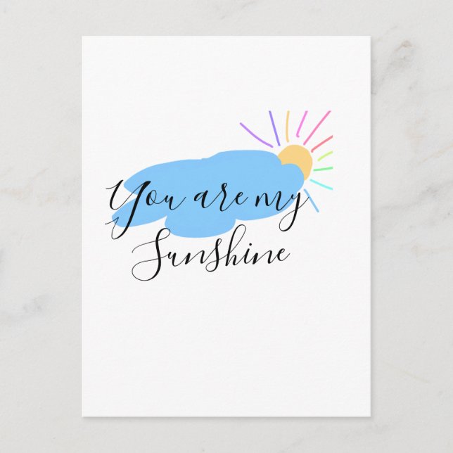 you are my sunshine yellow orange sun rays clouds postcard (Front)
