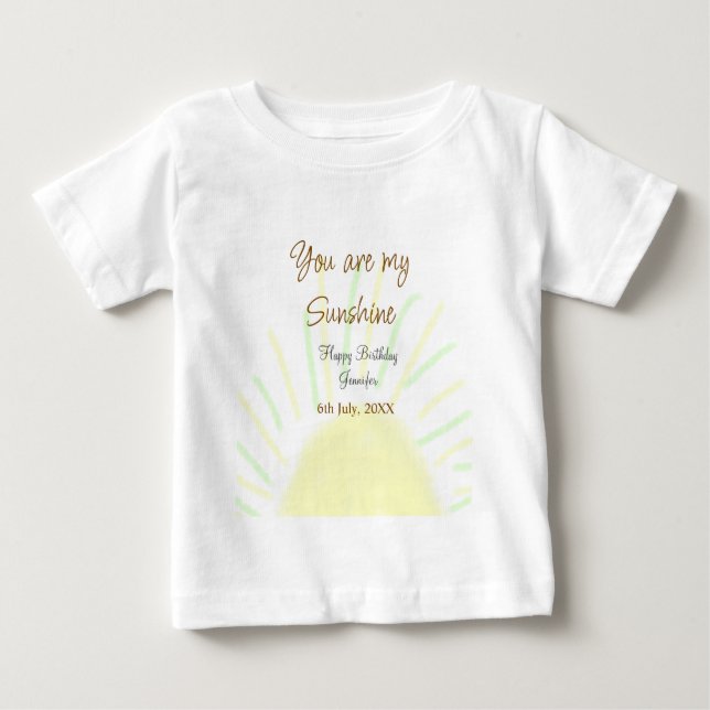 You are my sunshine yellow pastel birthday add nam baby T-Shirt (Front)