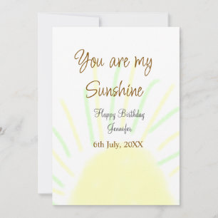You are my sunshine yellow pastel birthday add nam invitation