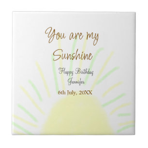 You are my sunshine yellow pastel birthday add nam tile