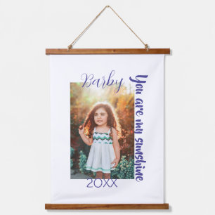 you are my sunshine yellow PHOTO NAME YEAR PURPLE  Hanging Tapestry