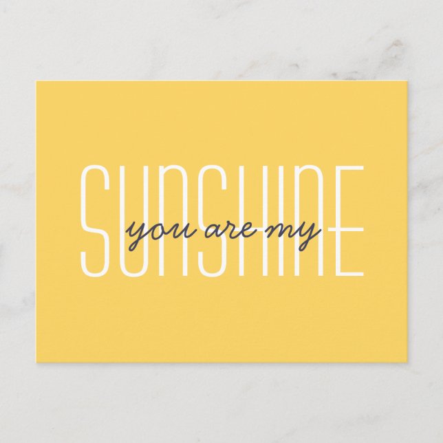 You Are My Sunshine Yellow Typography Quote Postcard (Front)
