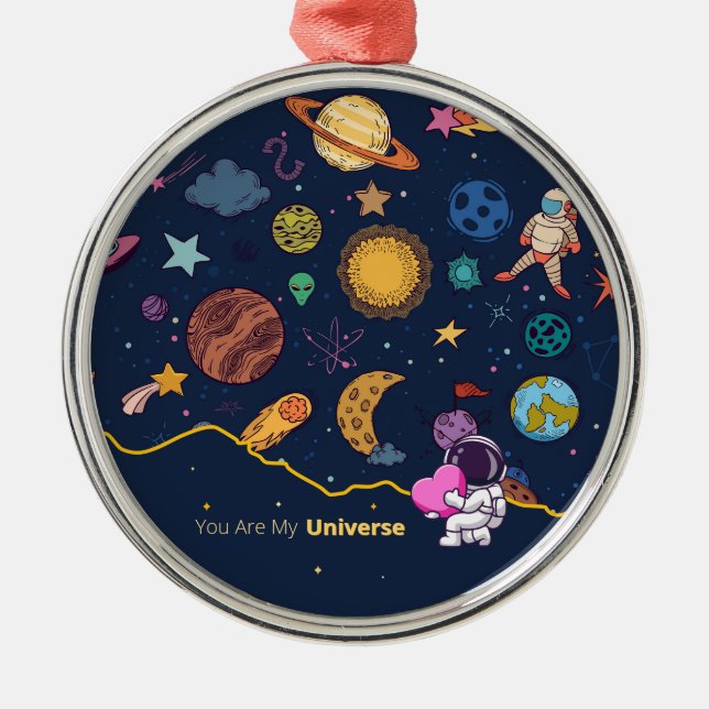 You Are My Universe – Cute Outer Space Love Metal Tree Decoration (Front)